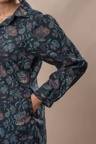 Black printed cotton shirt