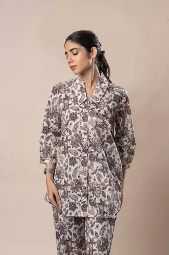 Off white jaal printed cotton shirt