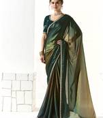 Green glass tissue saree with sequin zari weaving blouse