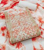 unstitched dress material with mirror work & tie-dye dupatta