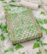 unstitched dress material with mirror work & tie-dye dupatta