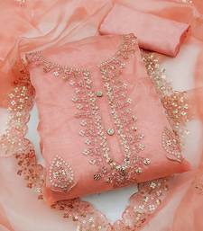 Embroidered unstitched dress material with sequin work and matching dupatta