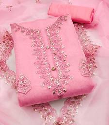 Embroidered unstitched dress material with sequin work and matching dupatta