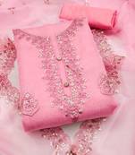 Embroidered unstitched dress material with sequin work and matching dupatta