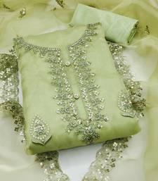 Embroidered unstitched dress material with sequin work and matching dupatta