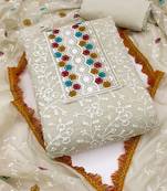 floral embroidered unstitched dress material with multicolor dupatta