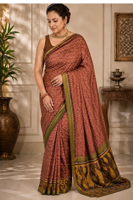 Multicolor Silk blend Printed Saree 1