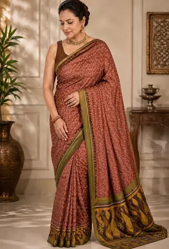 Multicolor Silk blend Printed Saree