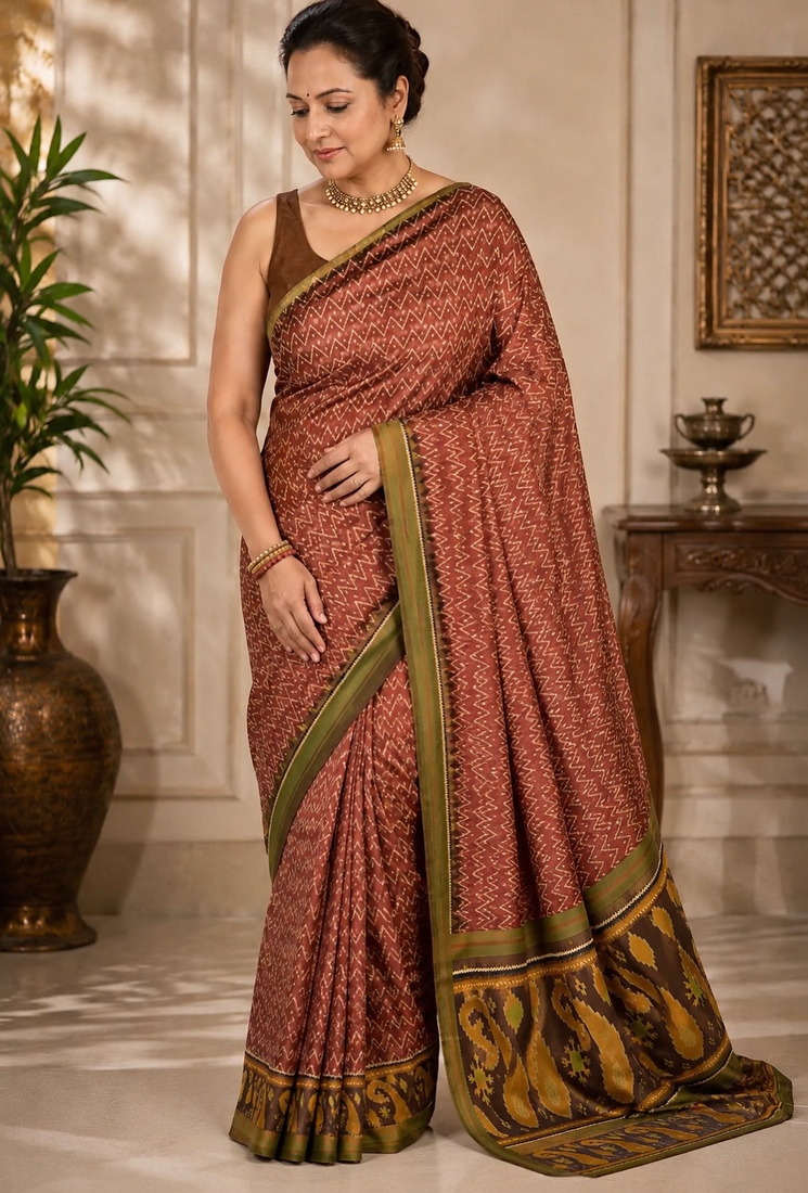 Multicolor Silk blend Printed Saree