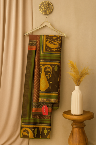 Multicolor Silk blend Printed Saree