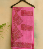 pink Pure Kota Doriya Hand block Print Saree 