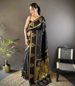 black silk blend meenakari zari weaving paithani saree