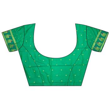rama green silk blend meenakari zari weaving paithani saree 5