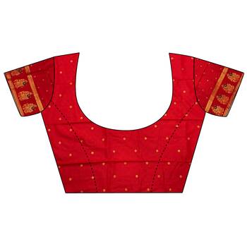 red silk blend meenakari zari weaving paithani saree 5