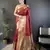 brick red silk blend small butti zari weaving border banarasi saree
