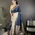 navy blue silk blend small butti zari weaving border banarasi saree