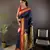 navy blue silk blend butti zari weaving kanchipuram saree