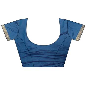 turquoise silk blend small butti zari weaving banarasi saree 5