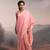 pink handloom cotton brocade saree with tassels