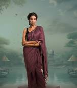 burgundy handloom mul cotton saree with zari stripes