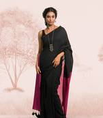 black handloom cotton acrylic saree