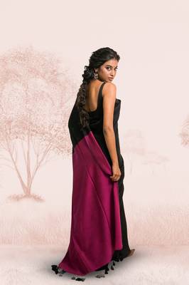 black handloom cotton acrylic saree 2