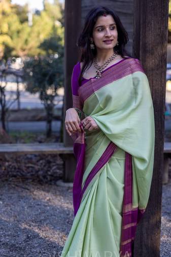 multicolor silk blend saree with blouse