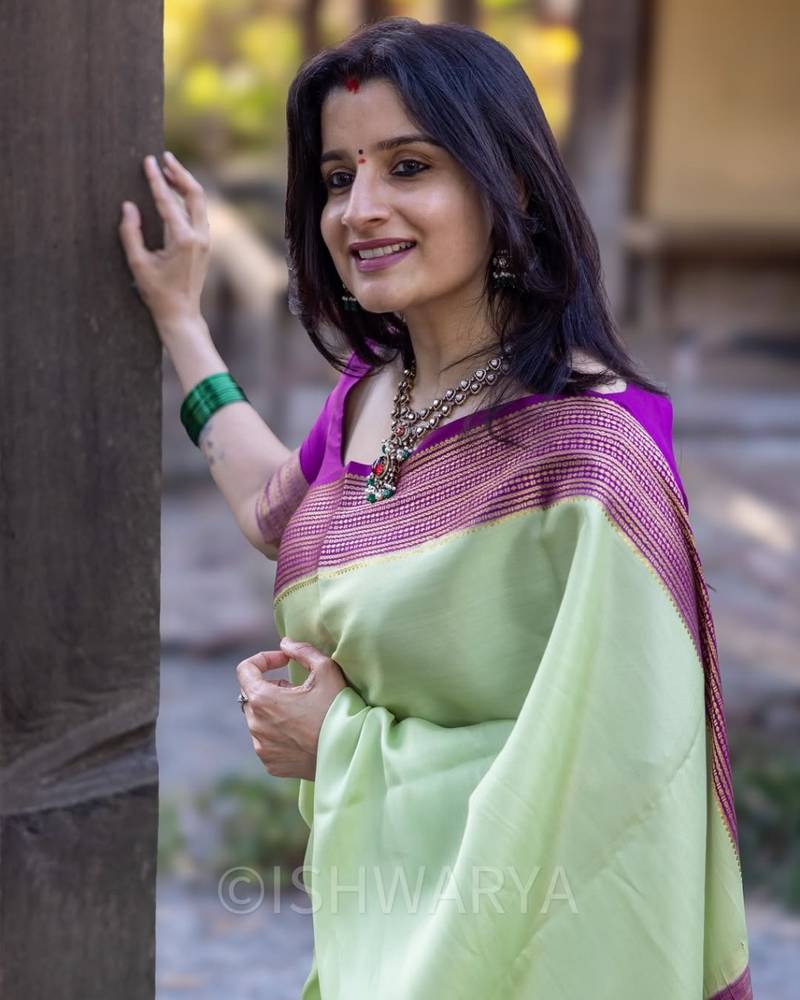 multicolor silk blend saree with blouse