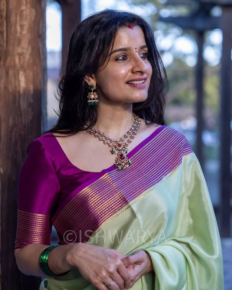 multicolor silk blend saree with blouse