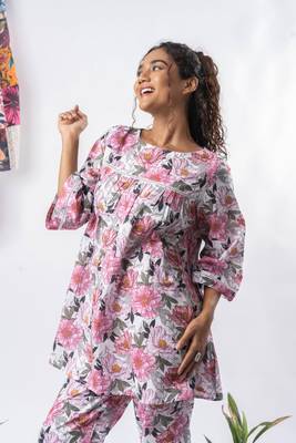 White printed a-line cotton top 3
