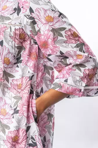 White printed a-line cotton top