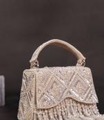 Elara ivory suede embellished box bag