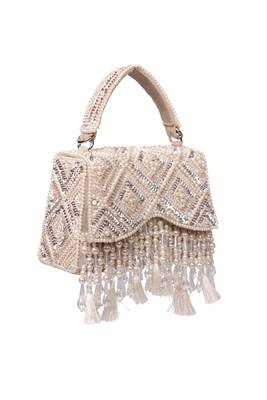 Elara ivory suede embellished box bag 3