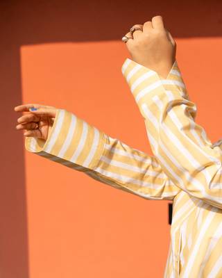 yellow cotton oversized striped shirt 2