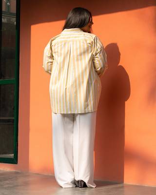 yellow cotton oversized striped shirt 3