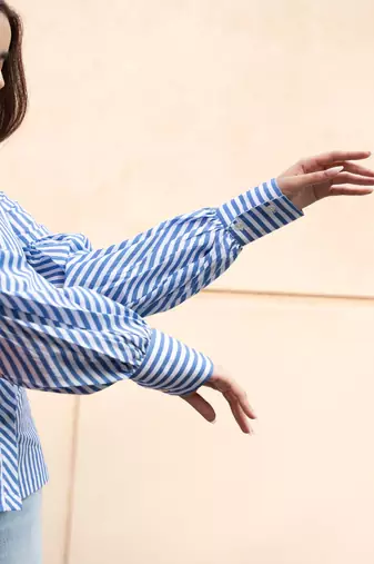 Powder blue striped cotton shirt