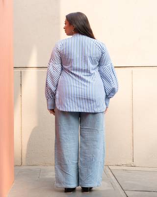 Powder blue striped cotton shirt 4