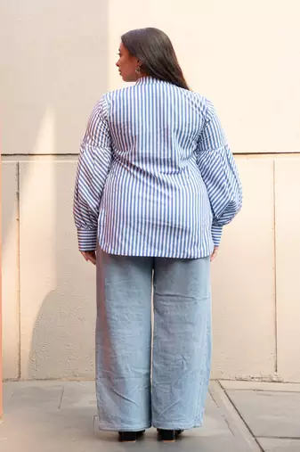 Powder blue striped cotton shirt