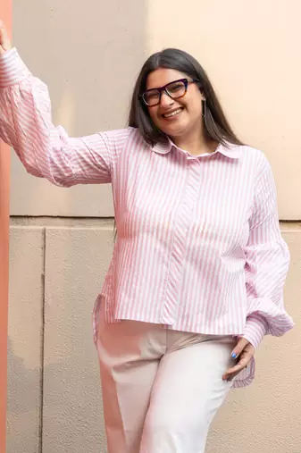 baby pink striped shirt crafted cotton