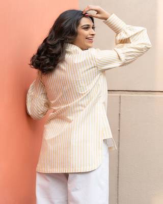 yellow striped crafted cotton shirt 2