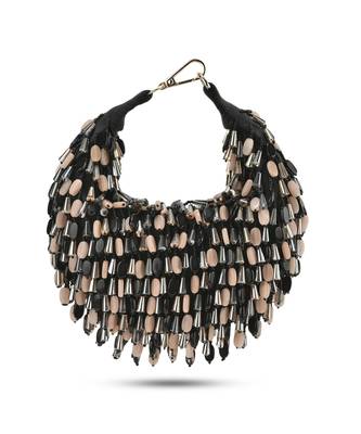 Nano stone black hand bag with beeds work 1