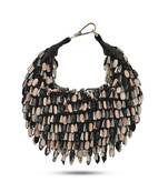 Nano stone black hand bag with beeds work