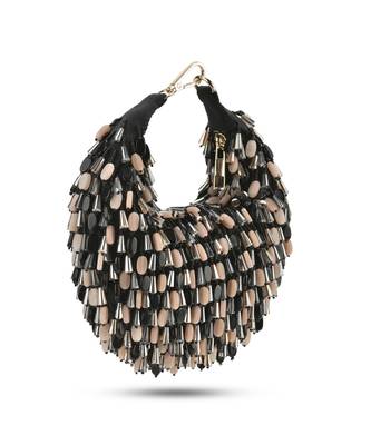 Nano stone black hand bag with beeds work 3