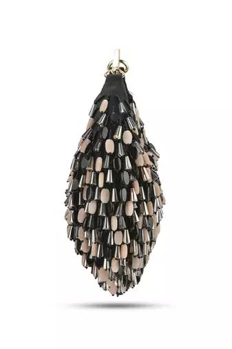 Nano stone black hand bag with beeds work