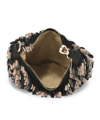 Nano stone black hand bag with beeds work 5