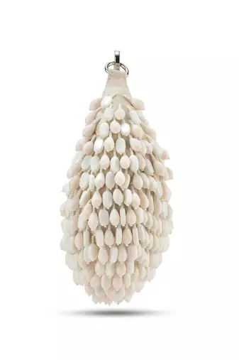 Ivory nano stone crystal embroidered hand bag