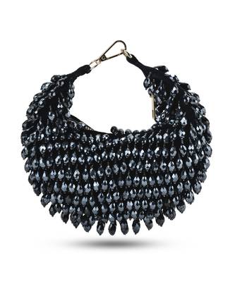 Nano crystal black embroidered hand bag 1