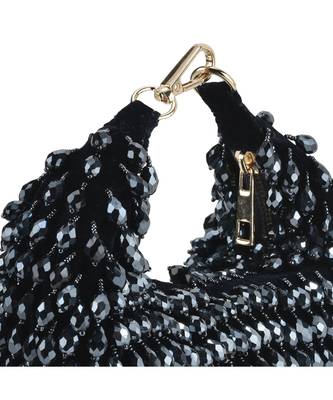Nano crystal black embroidered hand bag 2