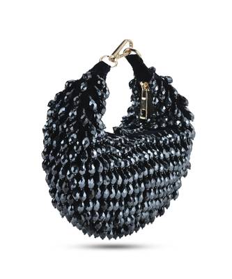 Nano crystal black embroidered hand bag 3