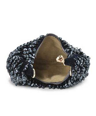 Nano crystal black embroidered hand bag 5